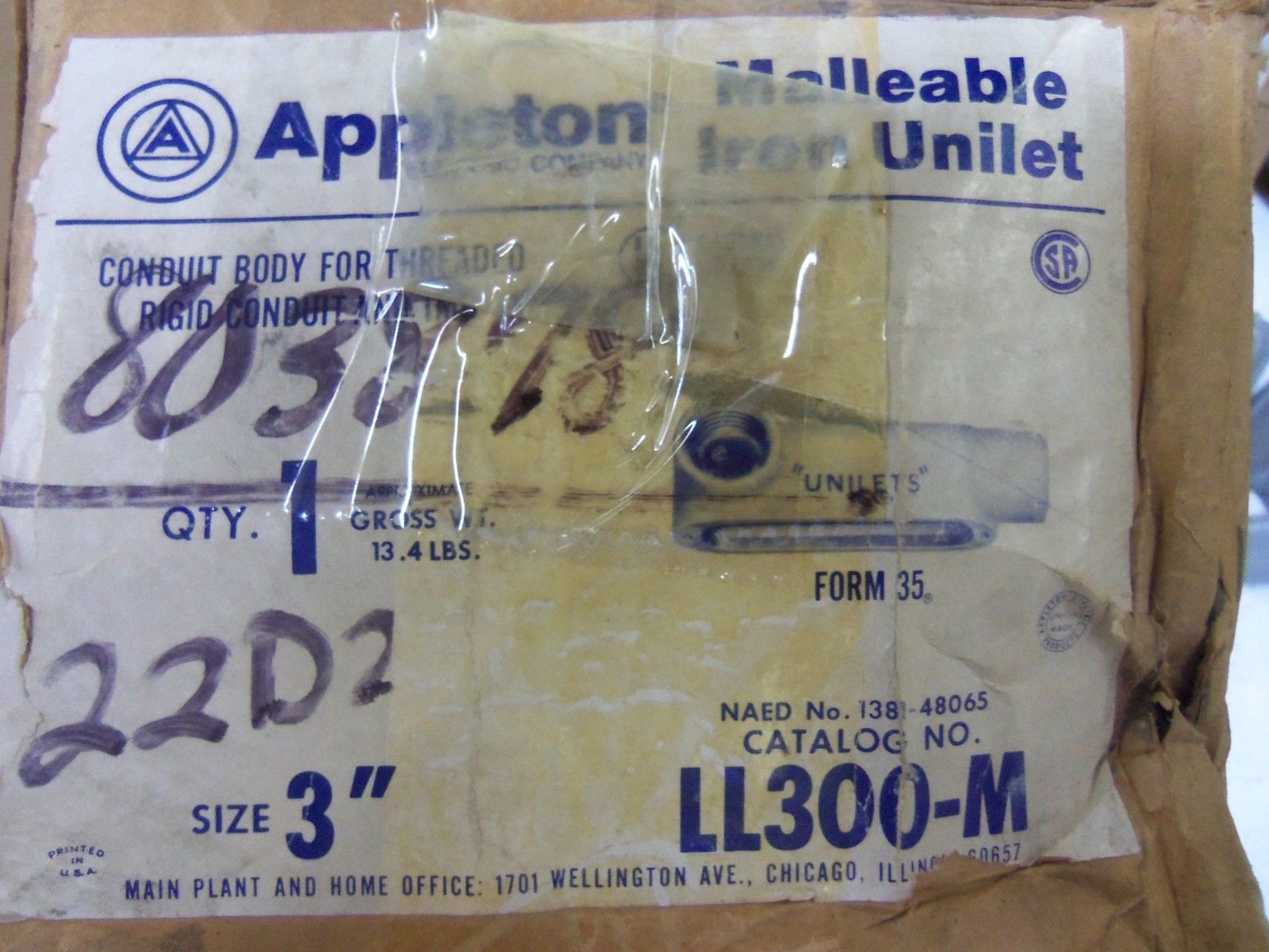 APPLETON LL300-M CONDUIT *NEW IN BOX*