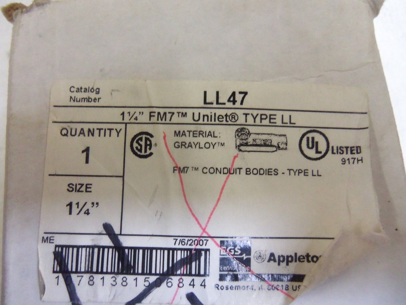 APPLETON LL47 CONDUIT *NEW IN BOX*