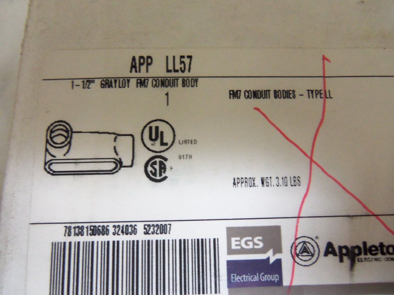 APPLETON LL57 CONDUIT *NEW IN BOX*