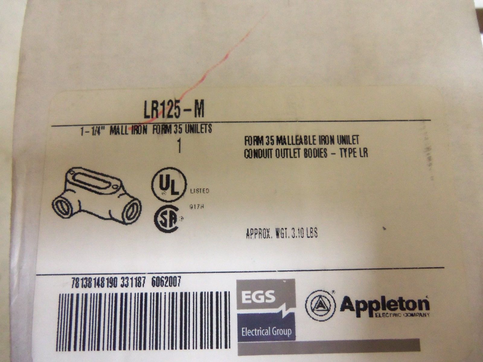 APPLETON LR125-M CONDUIT *NEW IN BOX*