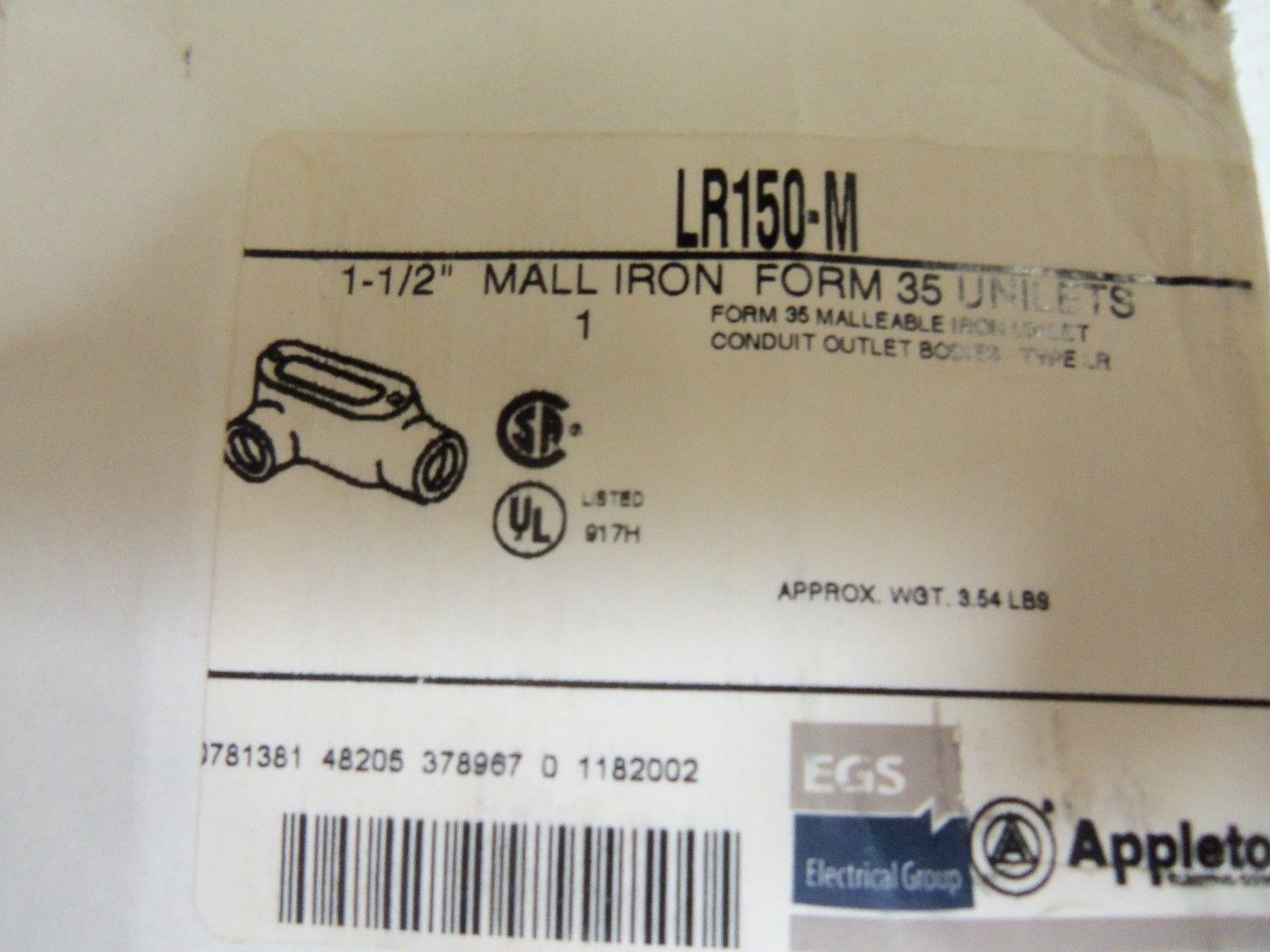 APPLETON LR150-M CONDUIT *NEW IN BOX*