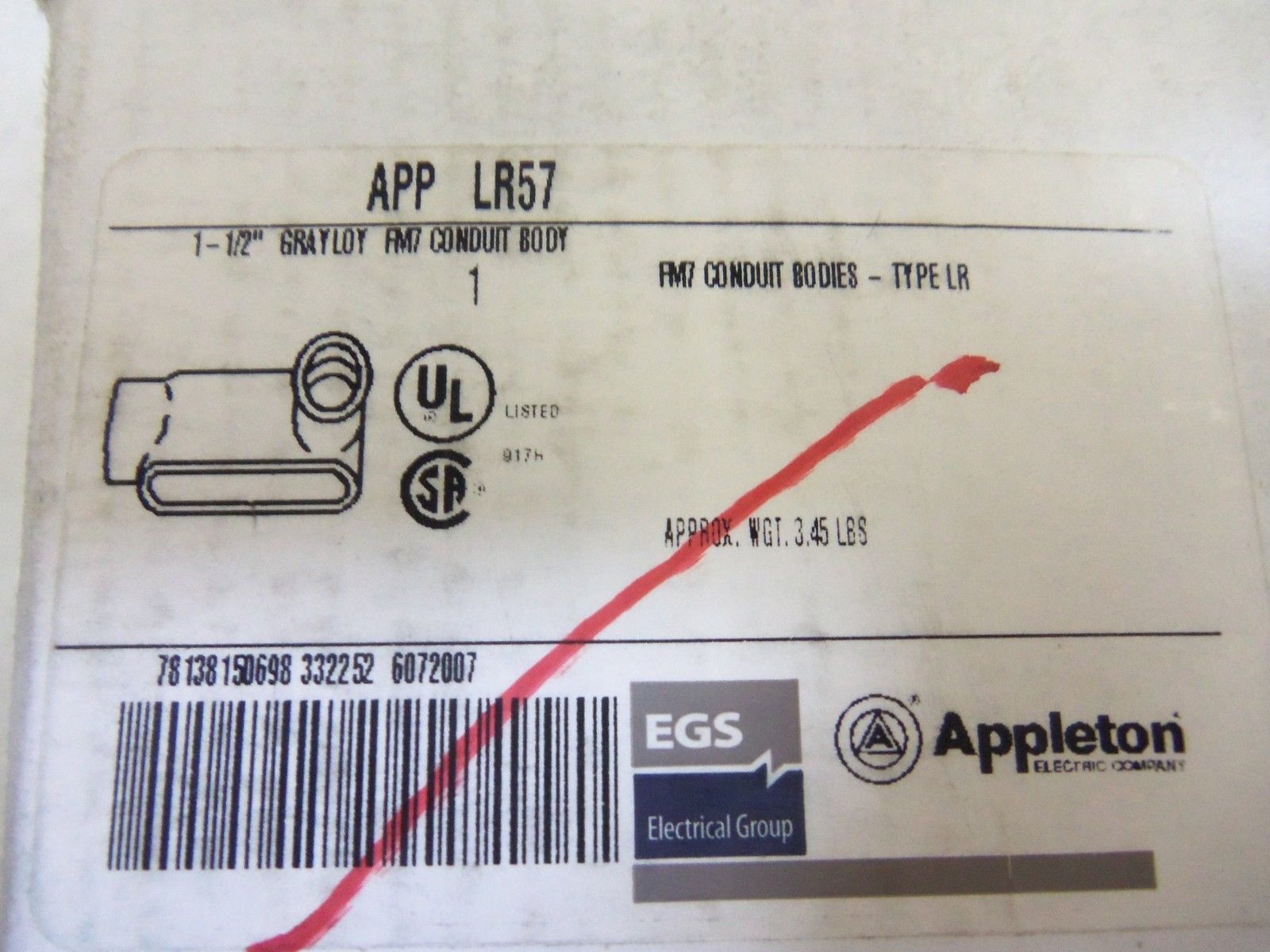 APPLETON LR57 CONDUIT *NEW IN BOX*