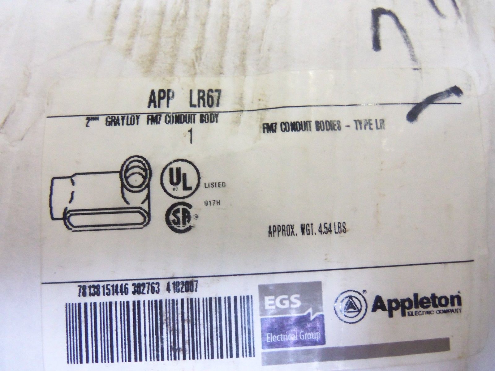 APPLETON LR67 CONDUIT *NEW IN BOX*