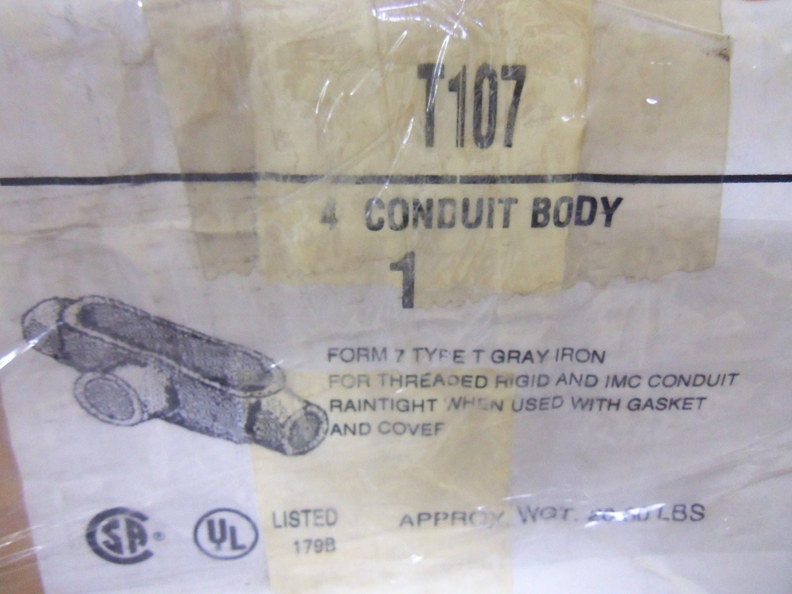 APPLETON T107 CONDUIT *NEW IN BOX*