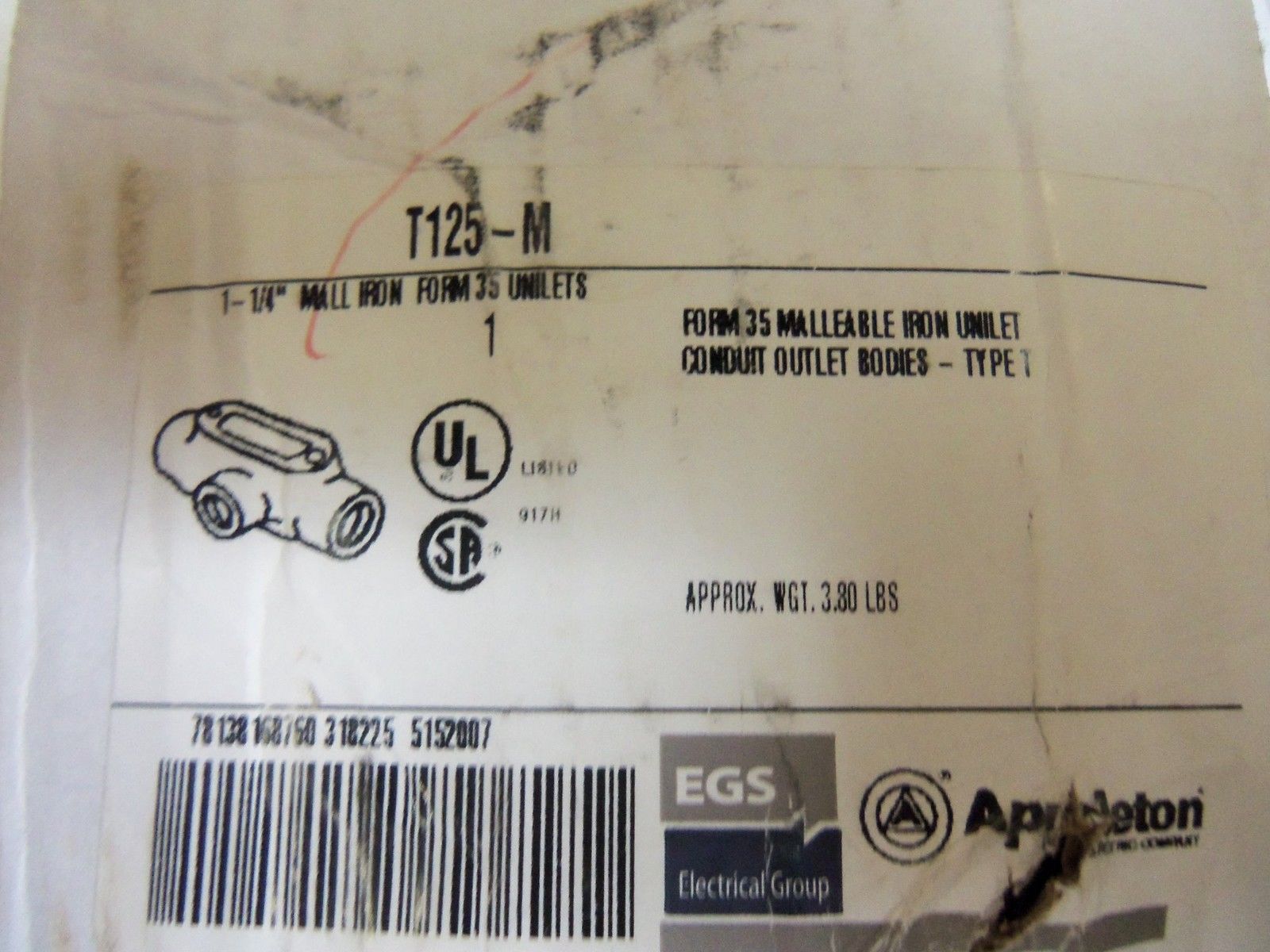 APPLETON T125-M CONDUIT *NEW IN BOX*