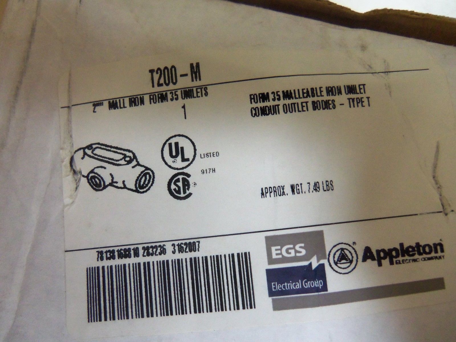 APPLETON T200-M CONDUIT *NEW IN BOX*