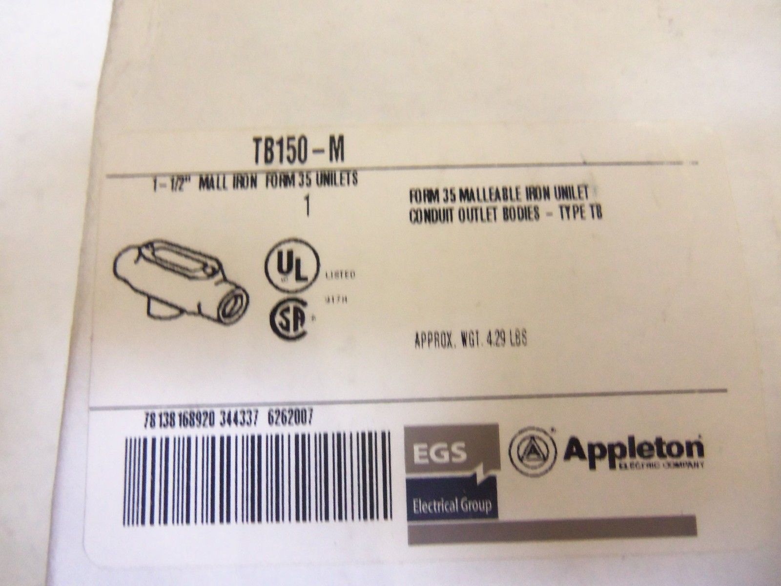 APPLETON TB150-M CONDUIT *NEW IN BOX*