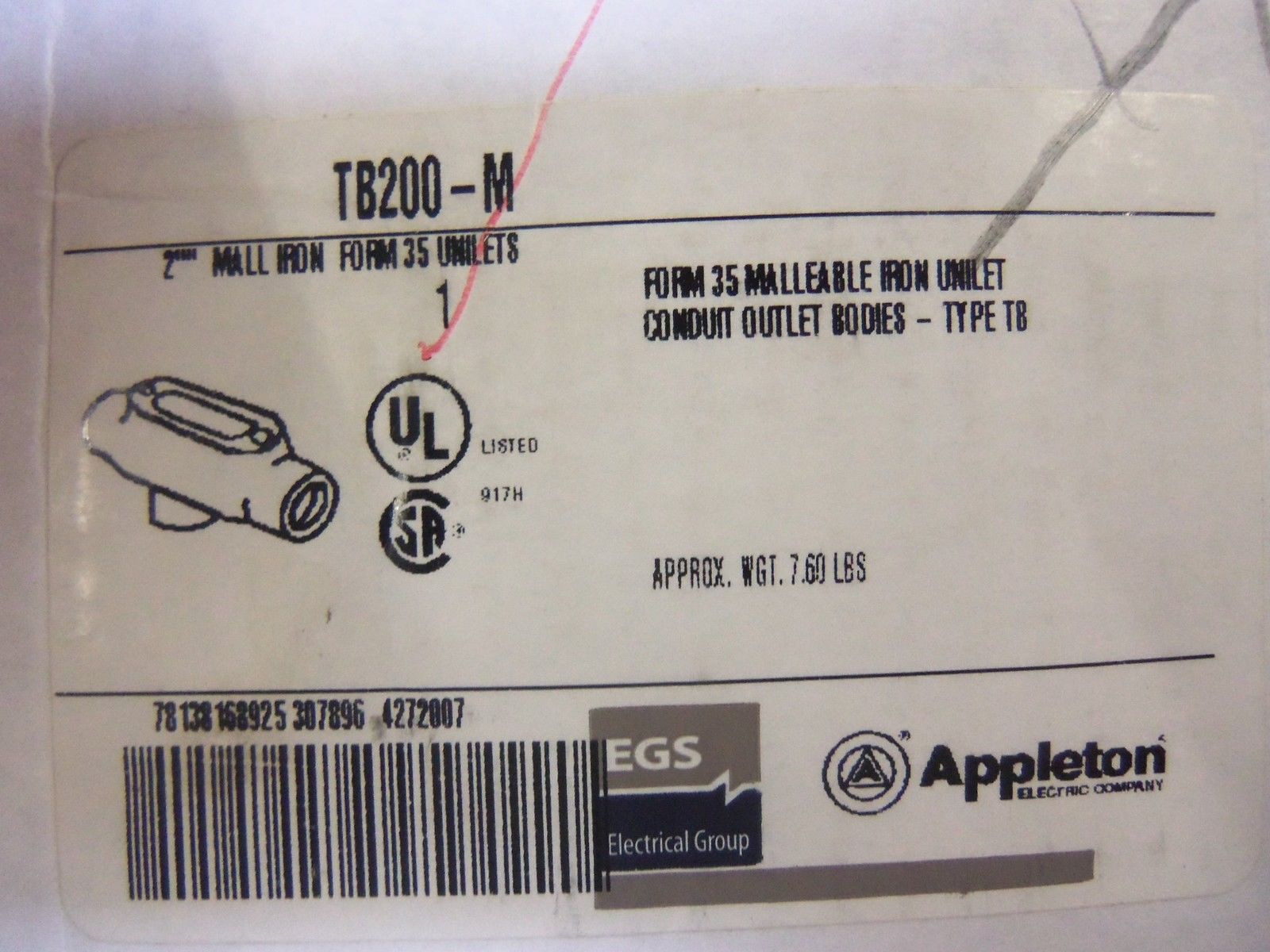 APPLETON TB200-M CONDUIT *NEW IN BOX*