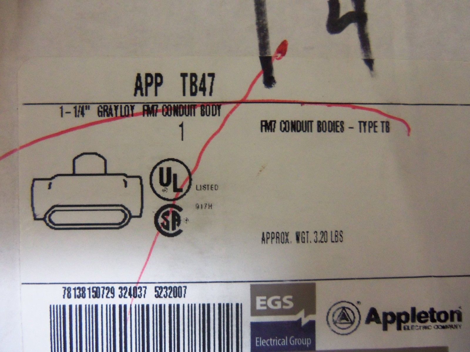 APPLETON TB47 CONDUIT *NEW IN BOX*