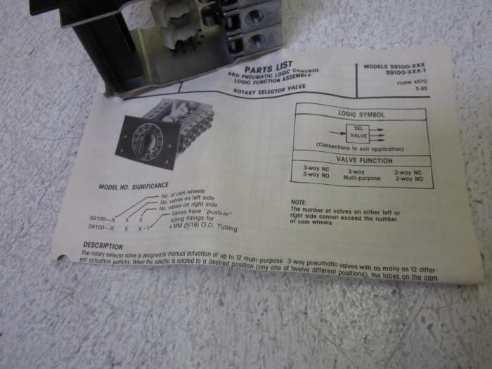 ARO 59100-303 ROTARY SELECTOR VALVE *USED*