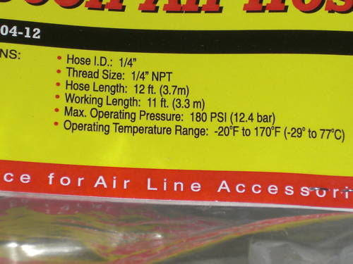 ARO 628004-12 NYLON RECOIL AIR HOSE *NEW IN ORIGINAL PACKAGE*