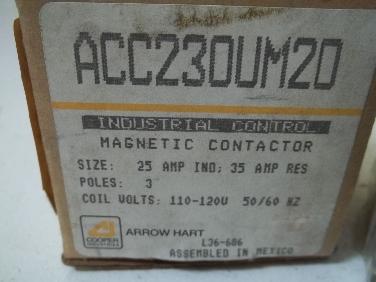 ARROW HART ACC230UM20 MAGNETIC CONTACTOR *NEW IN BOX*