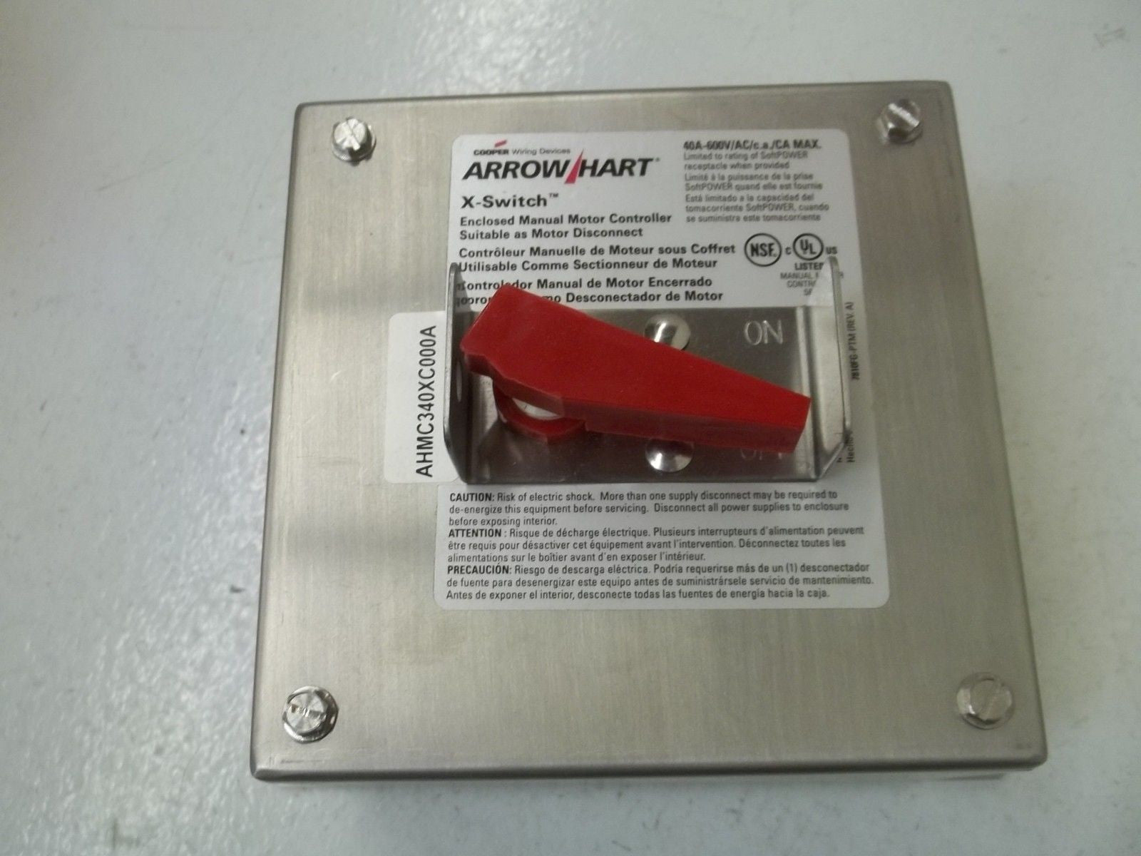 ARROW HART AHMC340XC000A MOTOR CONTROL SWITCH *NEW IN BOX*