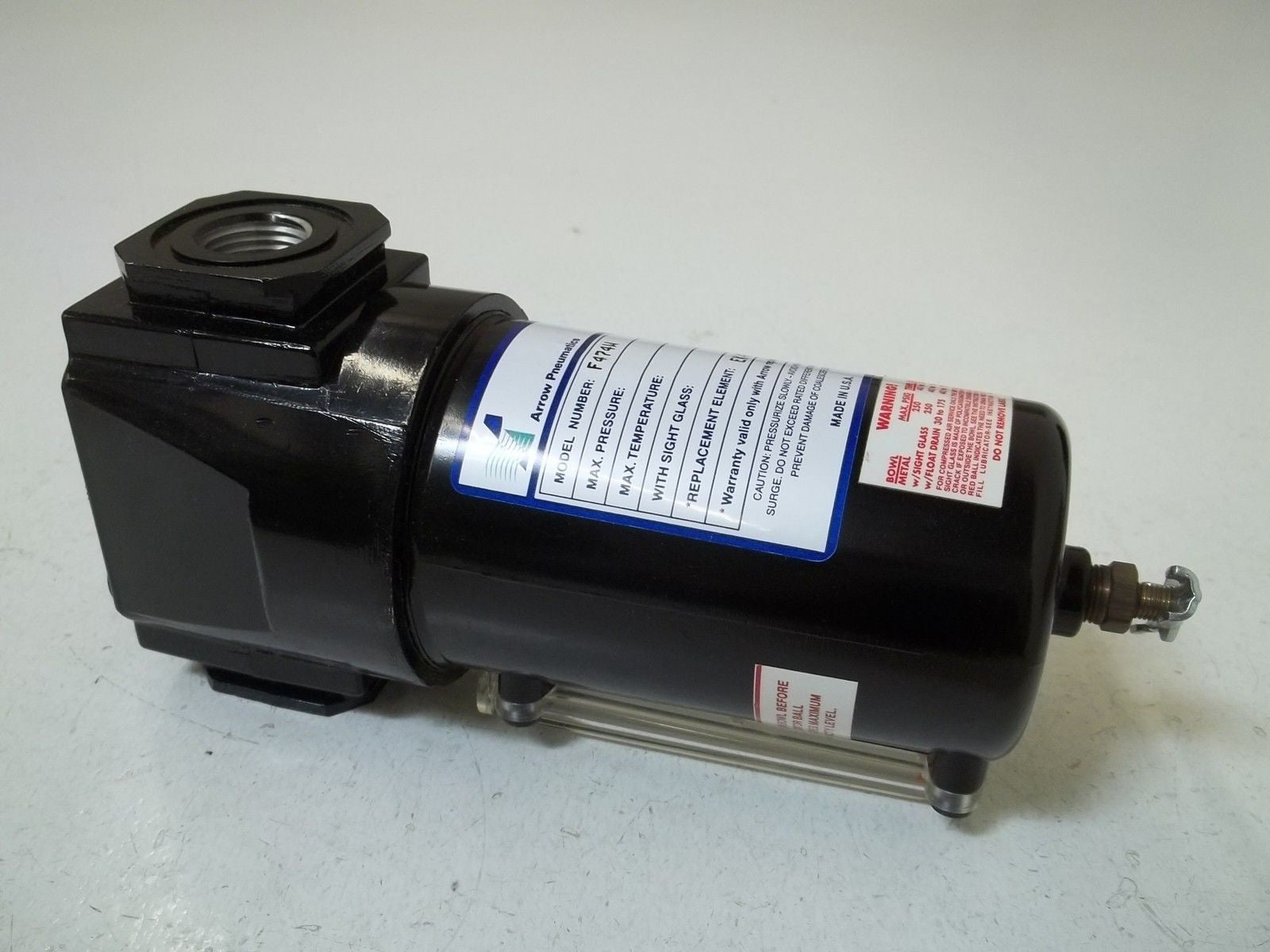 ARROW PNEUMATICS F474W MIDFLOW OIL REMOVING FILTER 1/2" *NEW IN BOX*