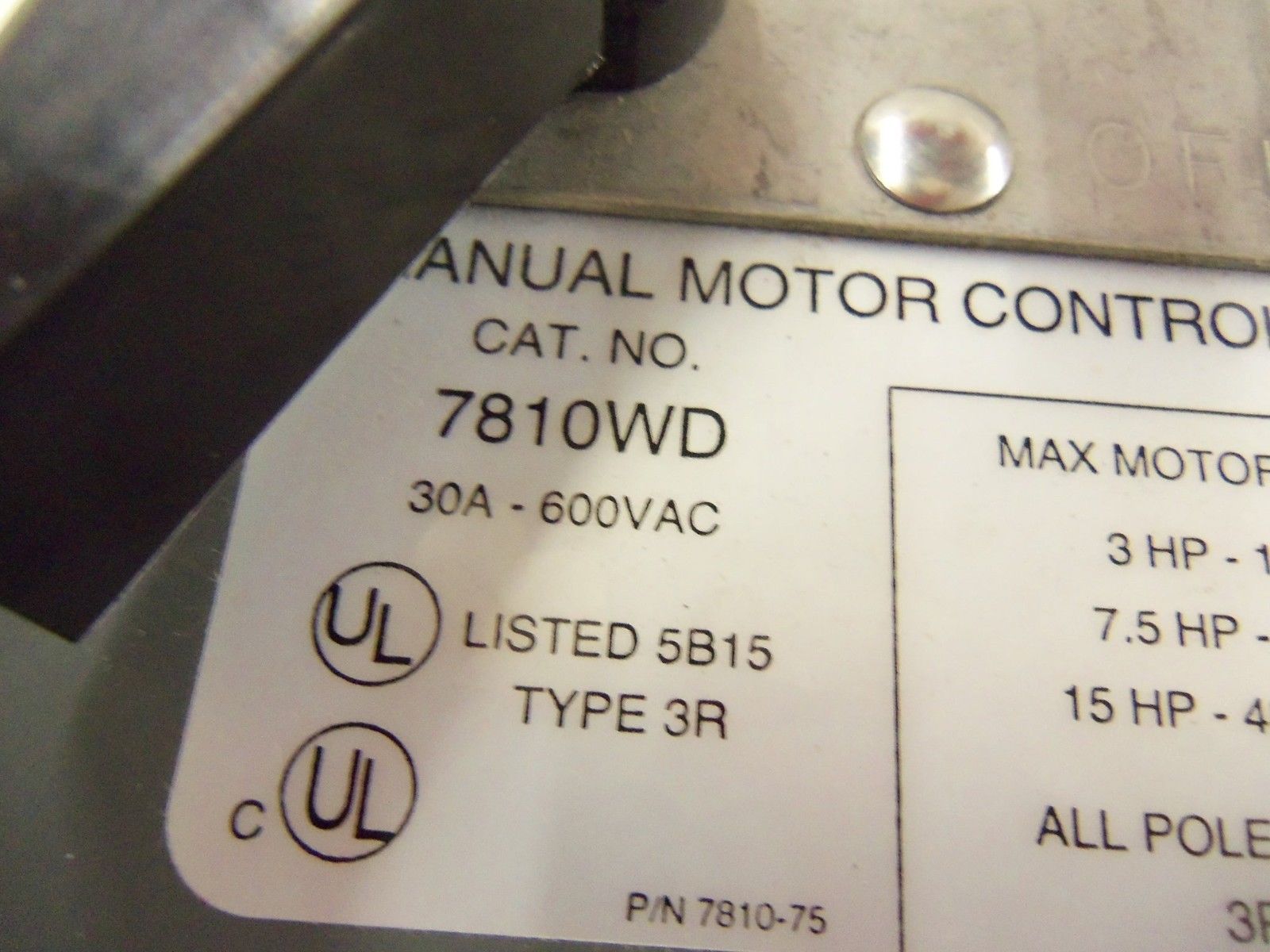 ARROW HART 7810WD MANUL MOTOR CONTROLLER *NEW NO BOX*