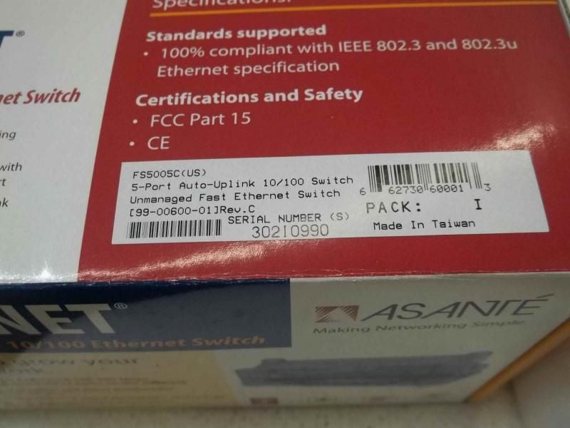 ASANTE 6120600-01 MODEL FS5005C *NEW IN BOX*