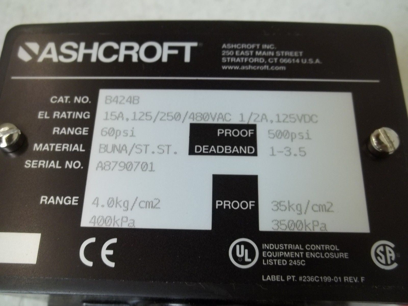 ASCHROFT B424B 60PSI *NEW IN BOX*