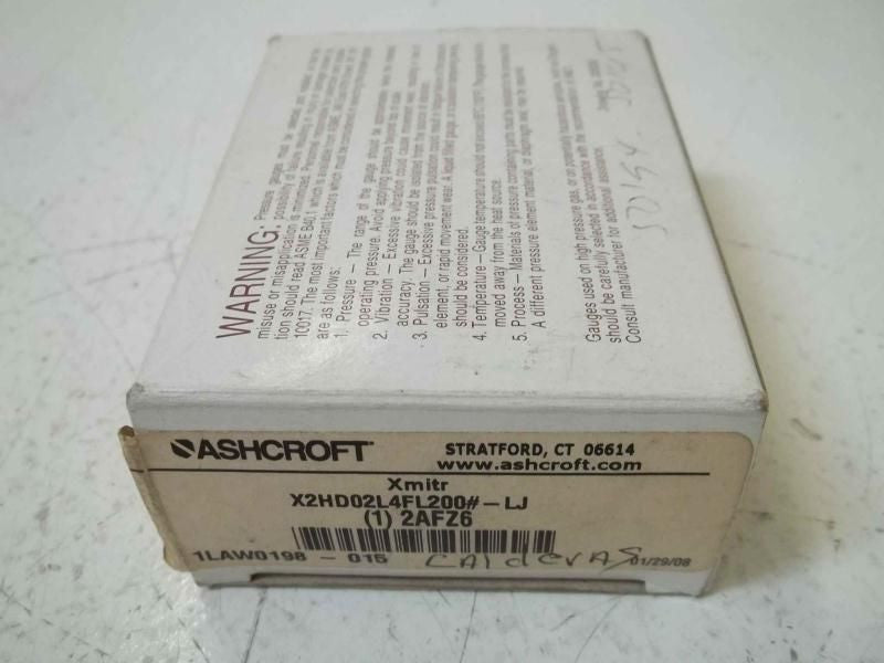 ASCHROFT X2HD02L4FL200#-LJ GAUGE 0-200*USED*