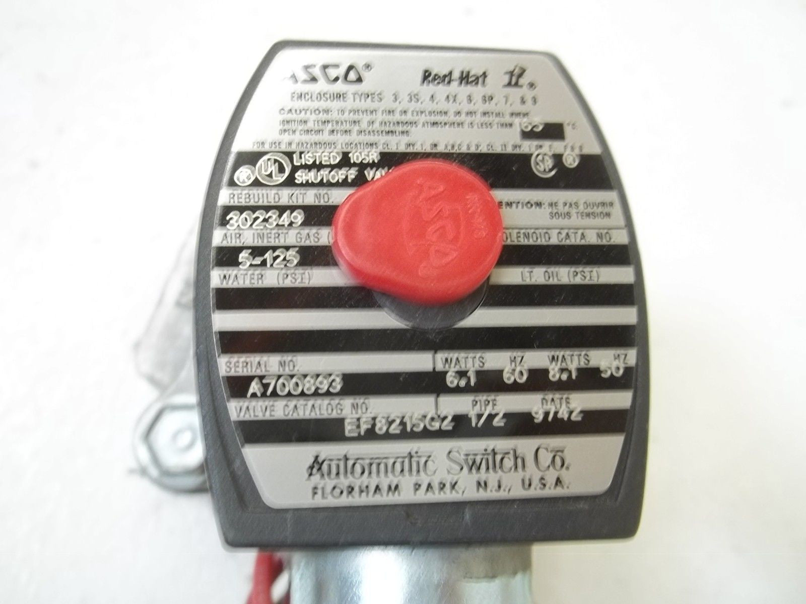ASCO EF8215G2 SOLENOID VALVE *USED*
