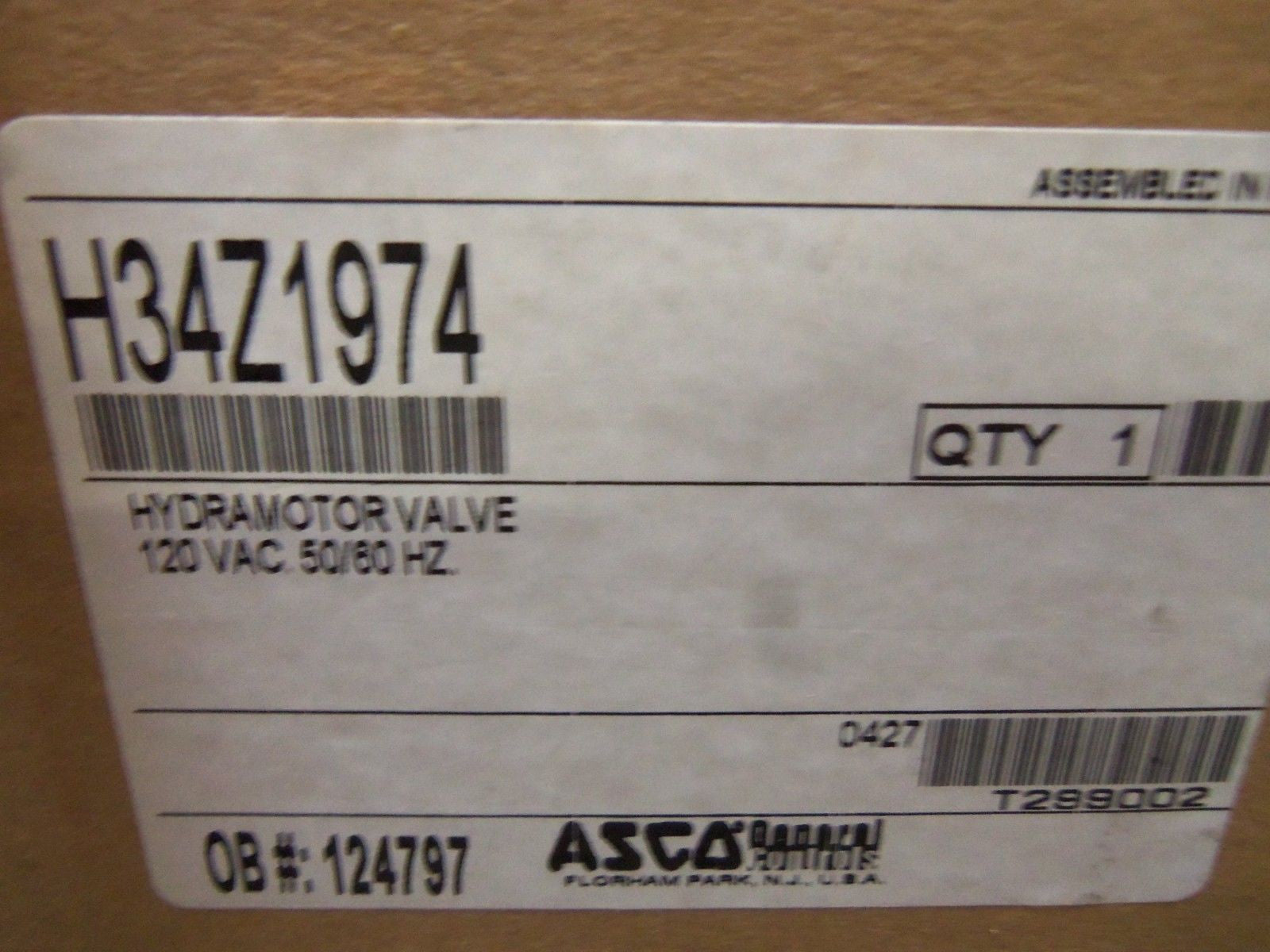 ASCO H34Z1974 VALVE *NEW IN BOX*