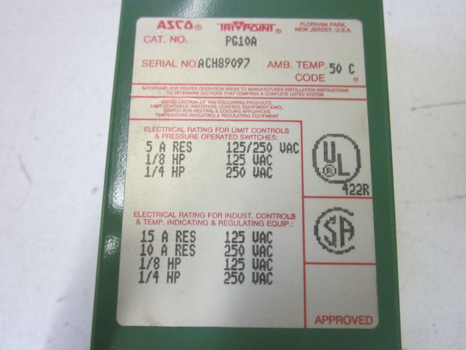 ASCO PG10A *USED*