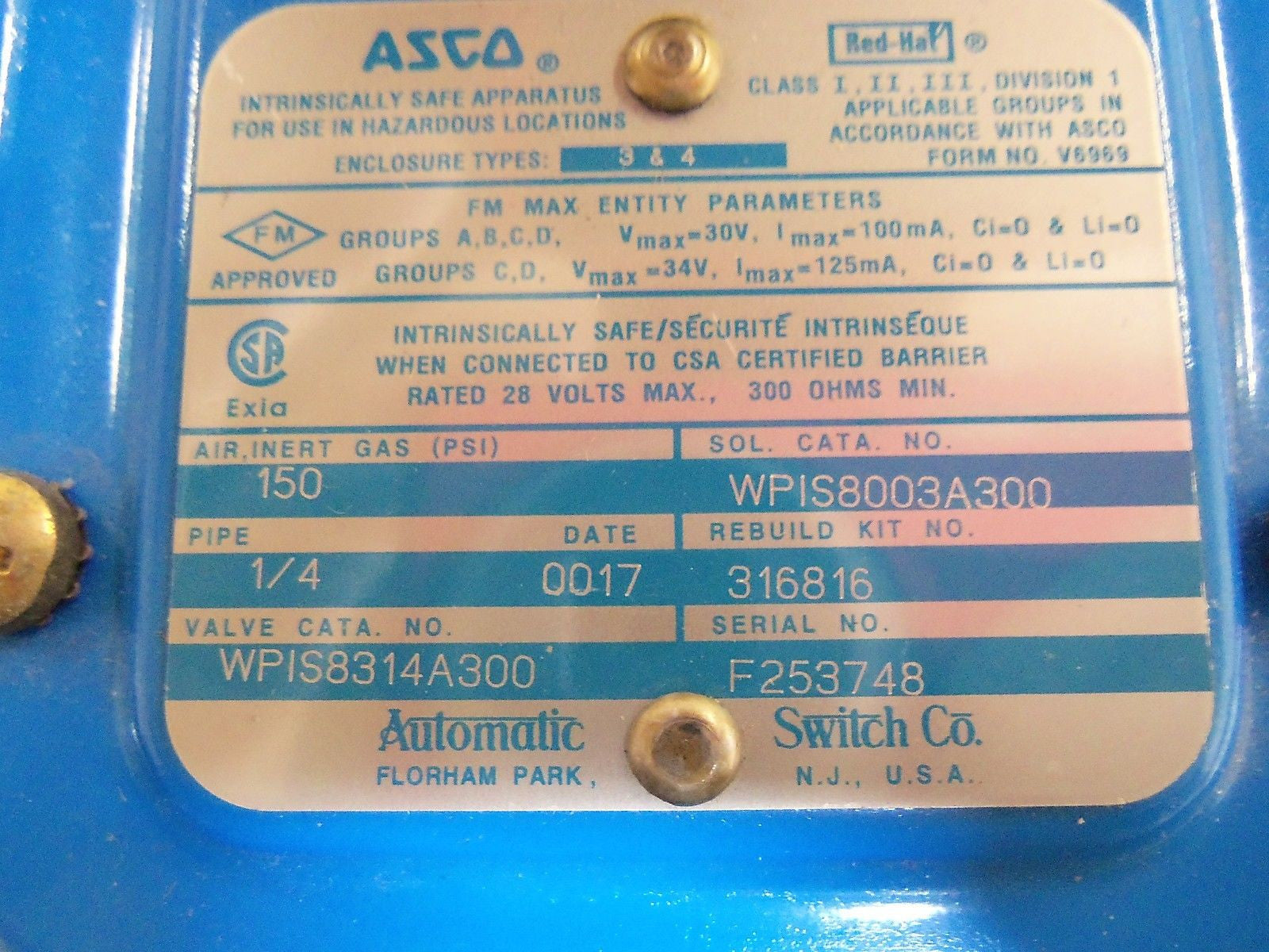 ASCO WPIS8003A300 *NEW NO BOX*