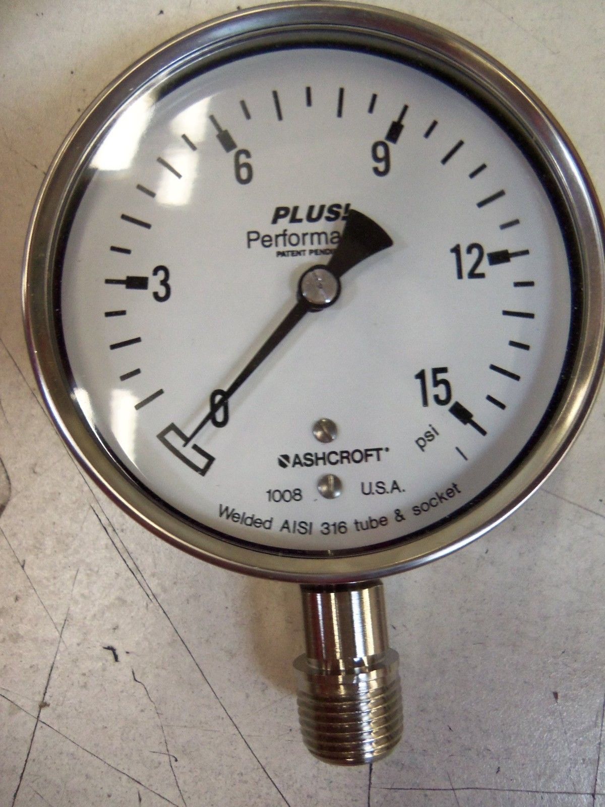 ASHCROFT 101008S04LXLL-15# PRESSURE GAUGE 0-15 PSI *NEW IN BOX*