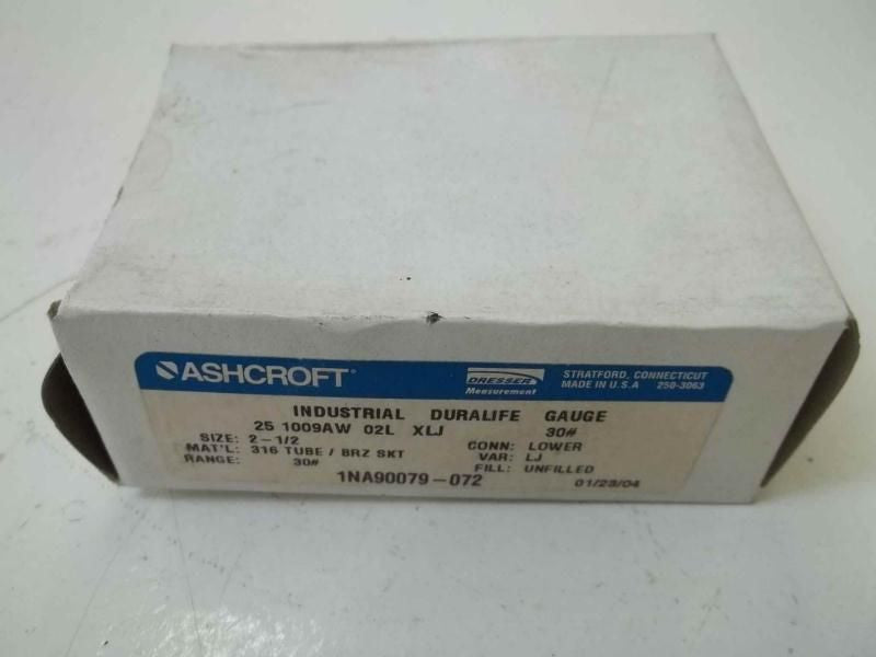 ASHCROFT 251009AW02LXLJ-30# PRESSURE GAUGE 0-30 PSI *NEW IN BOX*
