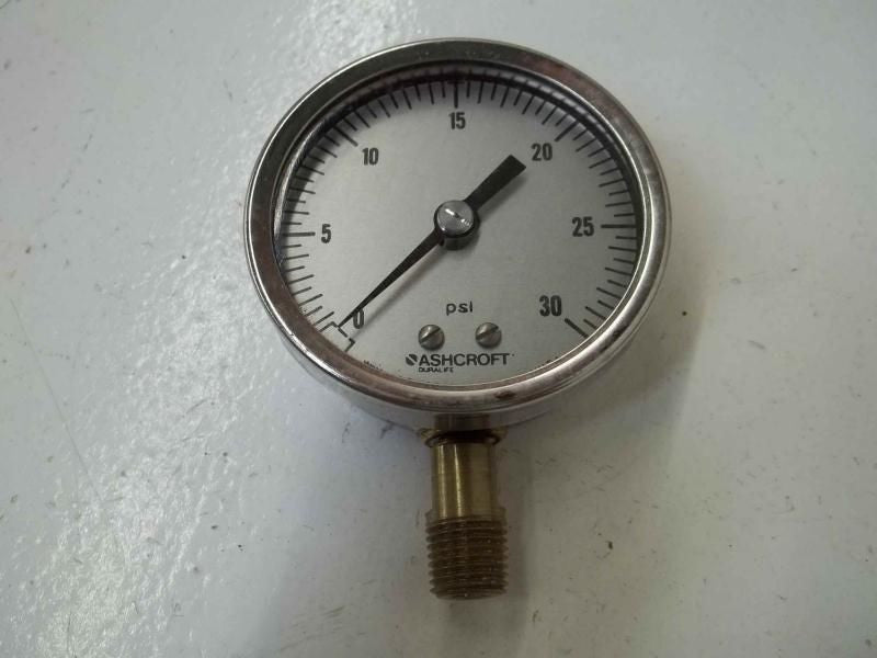 ASHCROFT 251009AW02LXLJ-30# PRESSURE GAUGE 0-30 PSI *NEW IN BOX*