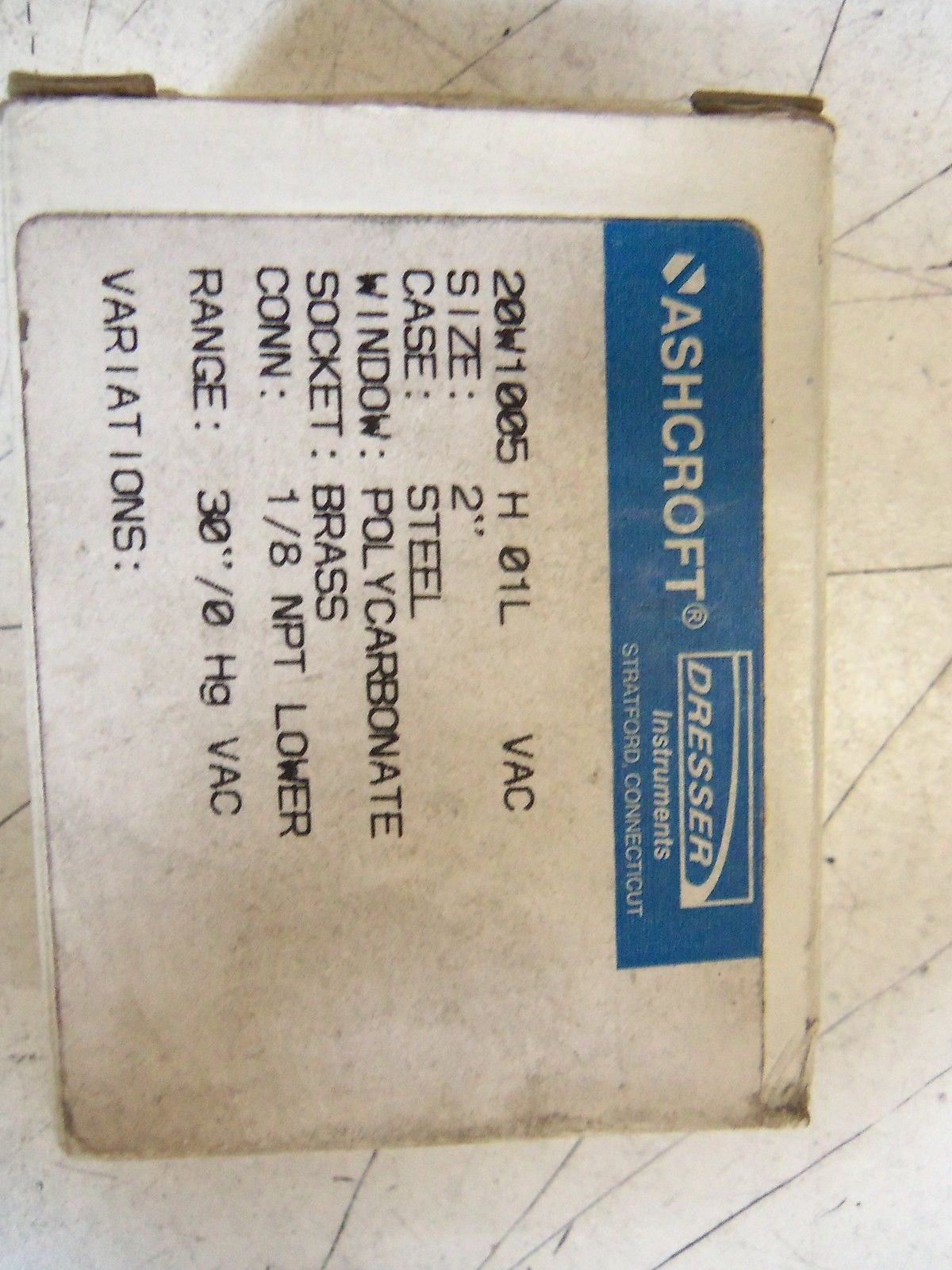 ASHCROFT 20W1005H01LVAC GAUGE 30"-0 Hg VAC *NEW IN BOX*
