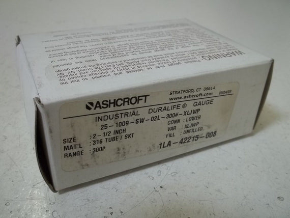 ASHCROFT 251009SW02L-300#-XLJWP PRESSURE GAUGE 0-300 PSI *NEW IN BOX*