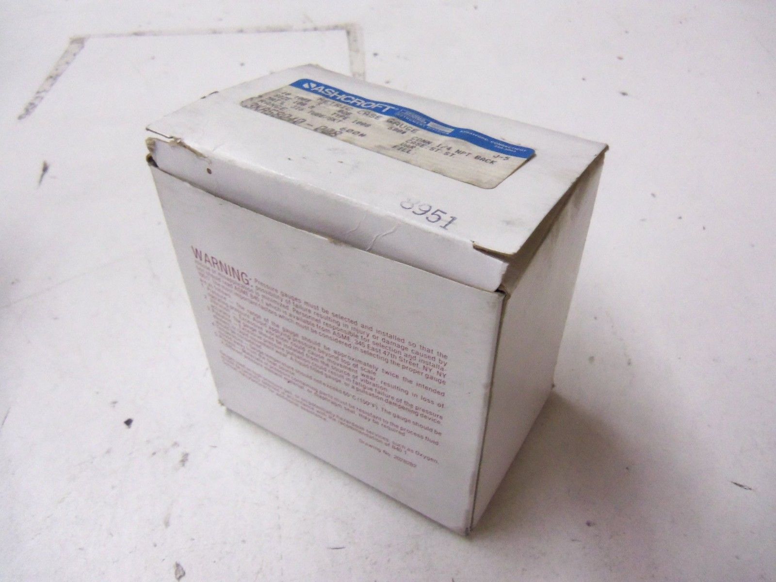 ASHCROFT 101008S02B-600# PRESSURE GAUGE 0-600 PSI *NEW IN BOX*