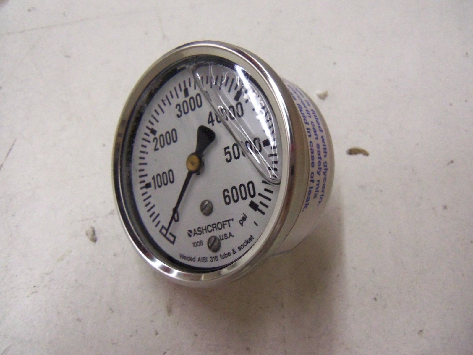 ASHCROFT 631008SL02B-6000# PRESSURE GAUGE 0-6000 PSI *NEW IN BOX*
