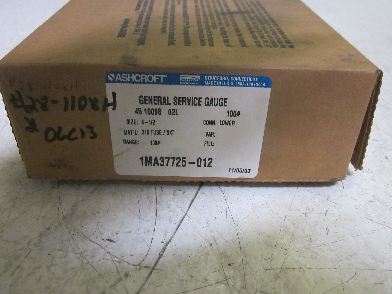 ASHCROFT 451009S02L-100# PRESSURE GAUGE 0-100 PSI *NEW IN BOX*