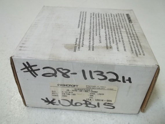 ASHCROFT 451279SS02L-2000# DURAGAUGE 0-2000 PSI *NEW IN BOX*