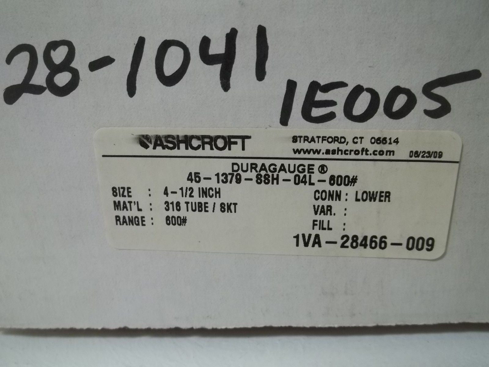 ASHCROFT 451379SSH04L-600# DURAGAUGE 0-600 PSI *NEW IN BOX*