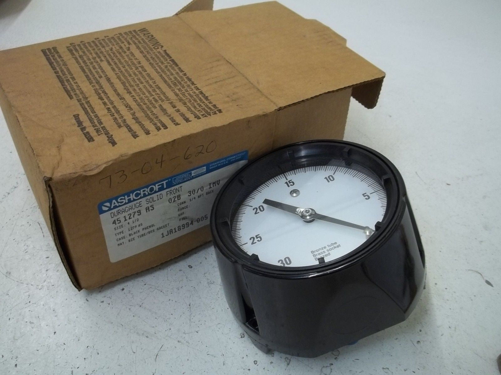 ASHCROFT 451279AS02B-30/0IMV PRESSURE GAUGE 30-0 IMV *NEW IN BOX*