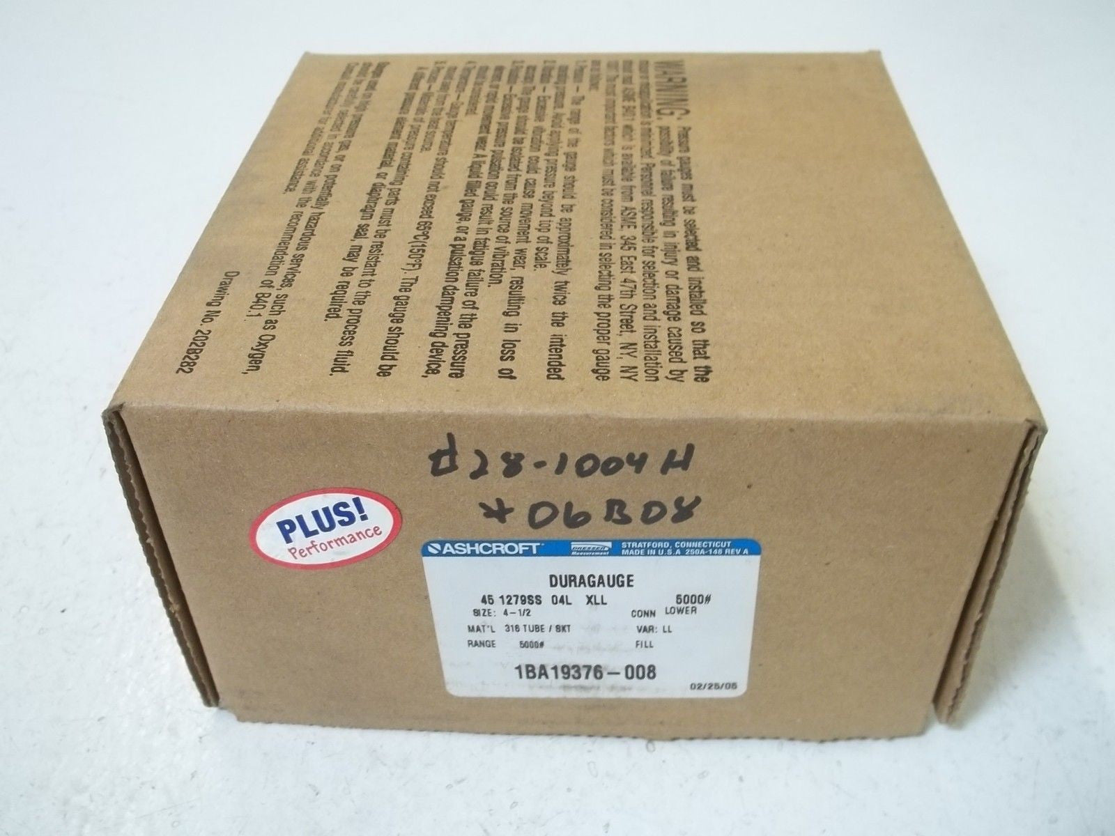 ASHCROFT 451279SS04LXLL-5000# DURAGAUGE 0-5000 PSI *NEW IN BOX*
