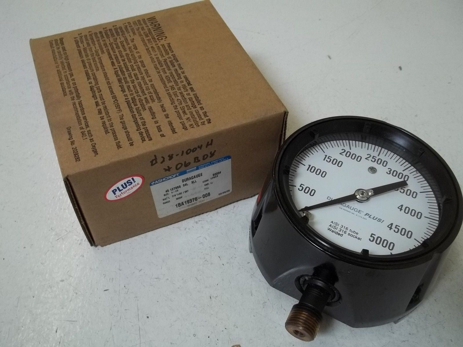 ASHCROFT 451279SS04LXLL-5000# DURAGAUGE 0-5000 PSI *NEW IN BOX*