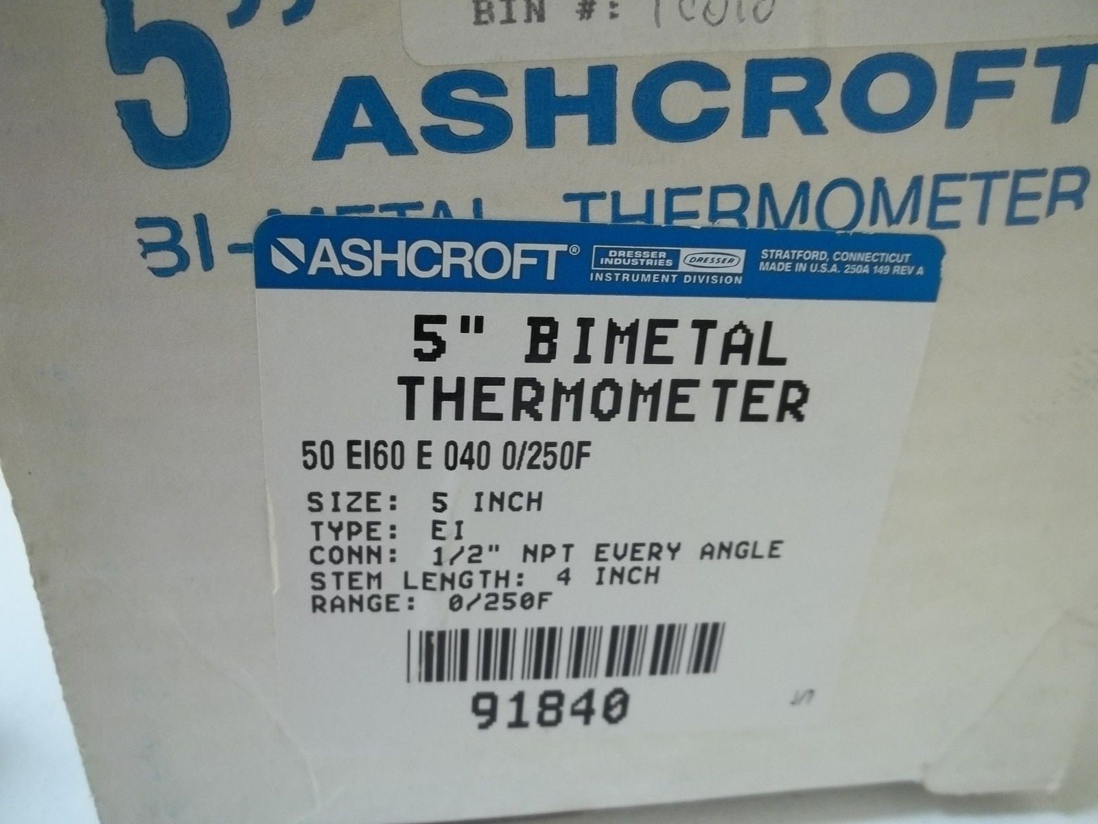 ASHCROFT 50EI60E040-0/250F *NEW IN BOX*