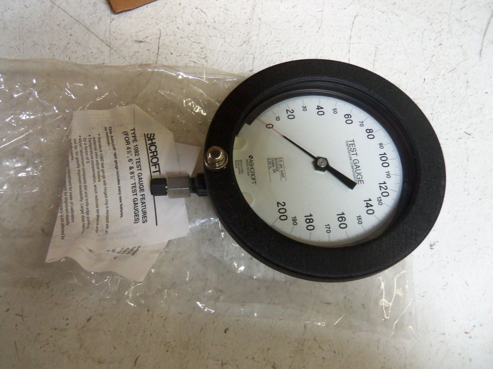 ASHCROFT 601082AS02L-200# TEST GAUGE 0-200 PSI *NEW IN BOX*
