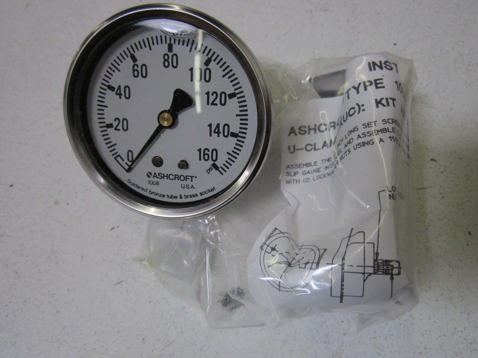 ASHCROFT 631008AL02BXUC-160# PRESSURE GAUGE 0-160 PSI *NEW IN BOX*