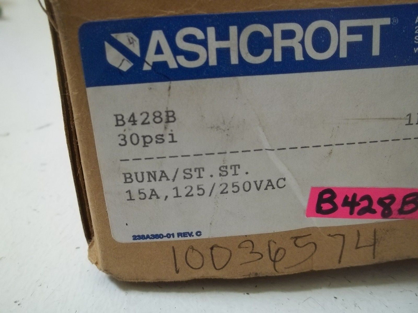 ASHCROFT B428B PRESSURE CONTROL SWITCH *NEW IN BOX*
