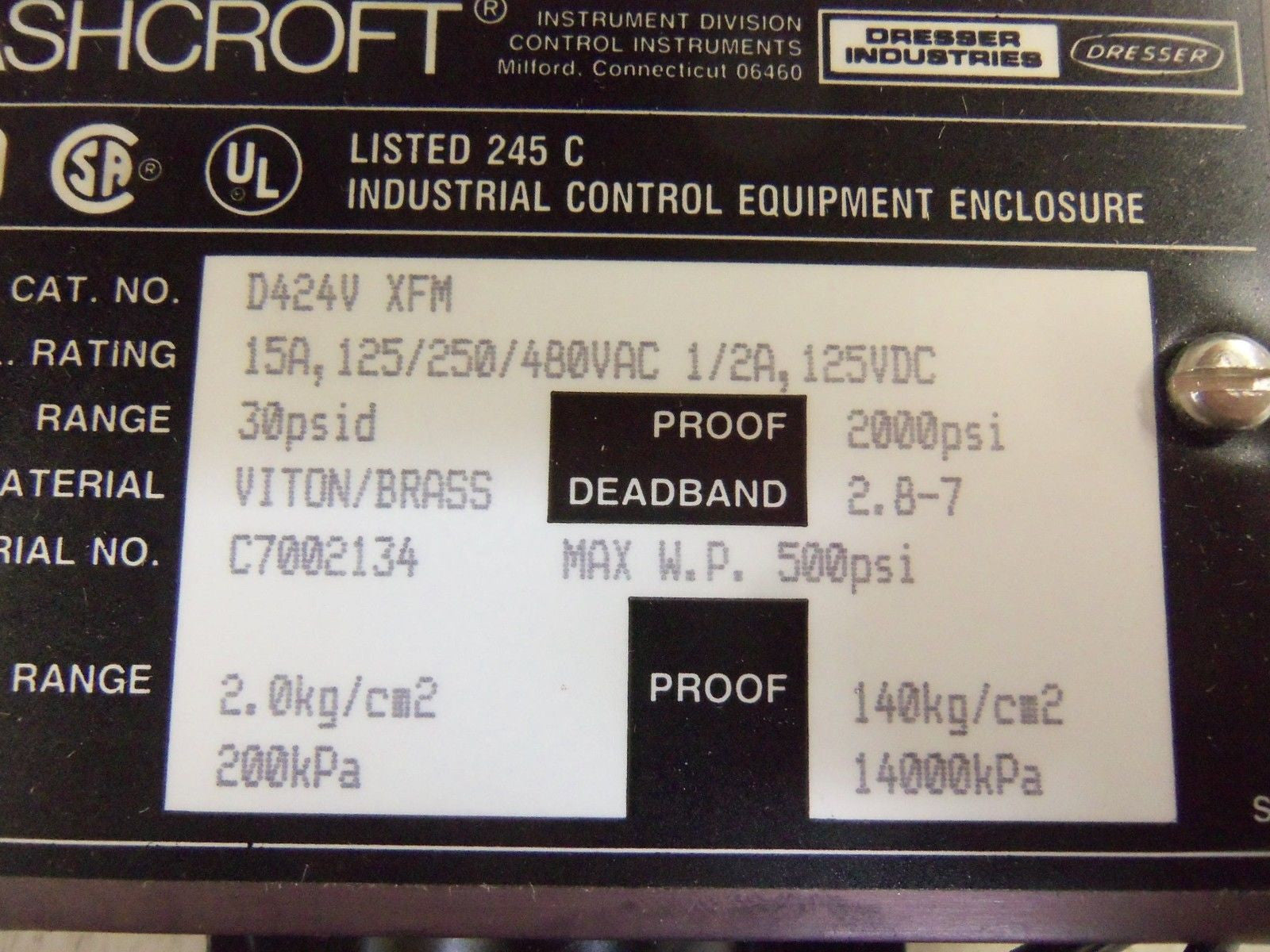 ASHCROFT D424VXFM VALVE *NEW IN BOX*