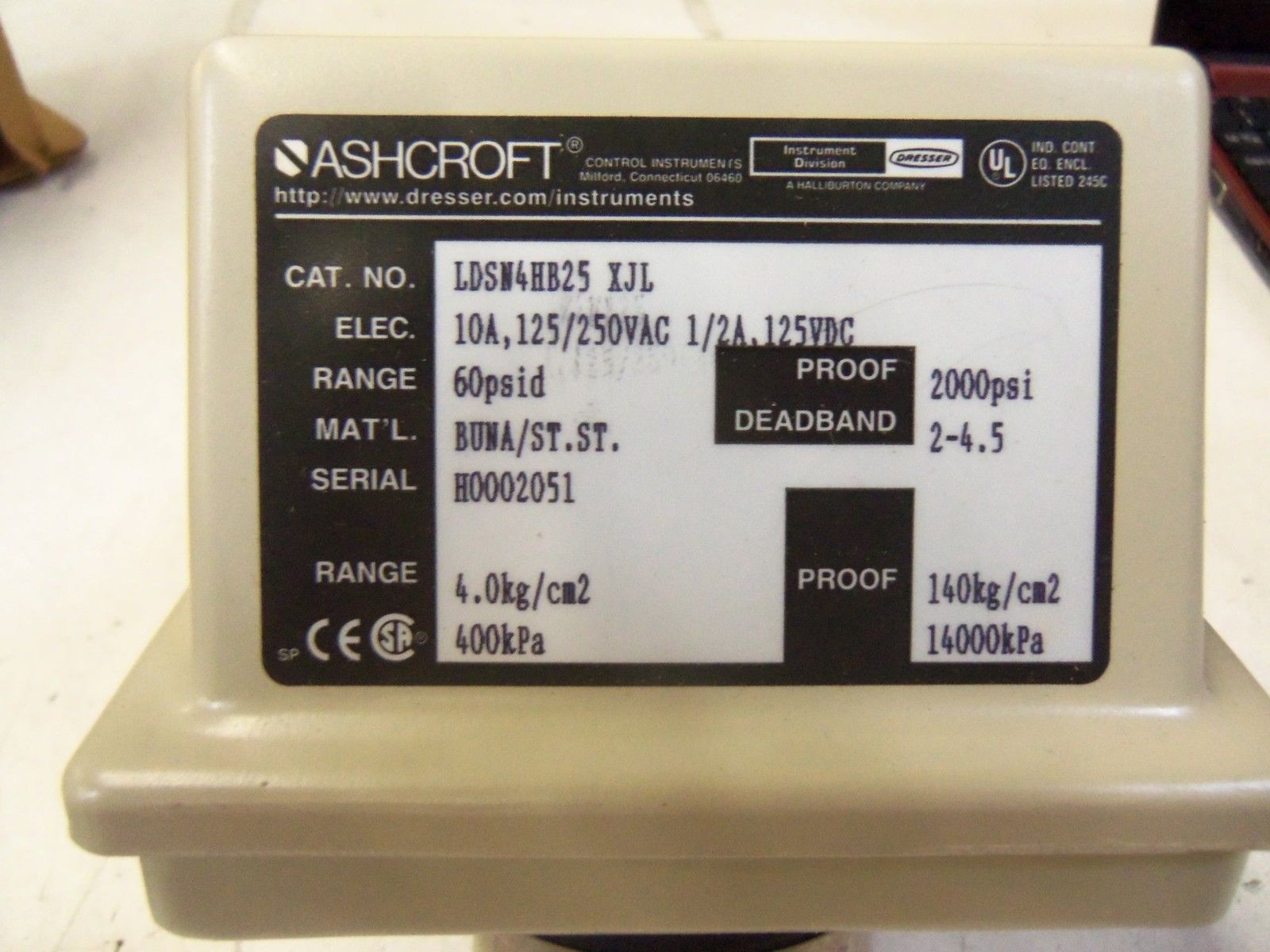 ASHCROFT LDSN4HB25 XJL *NEW IN BOX*