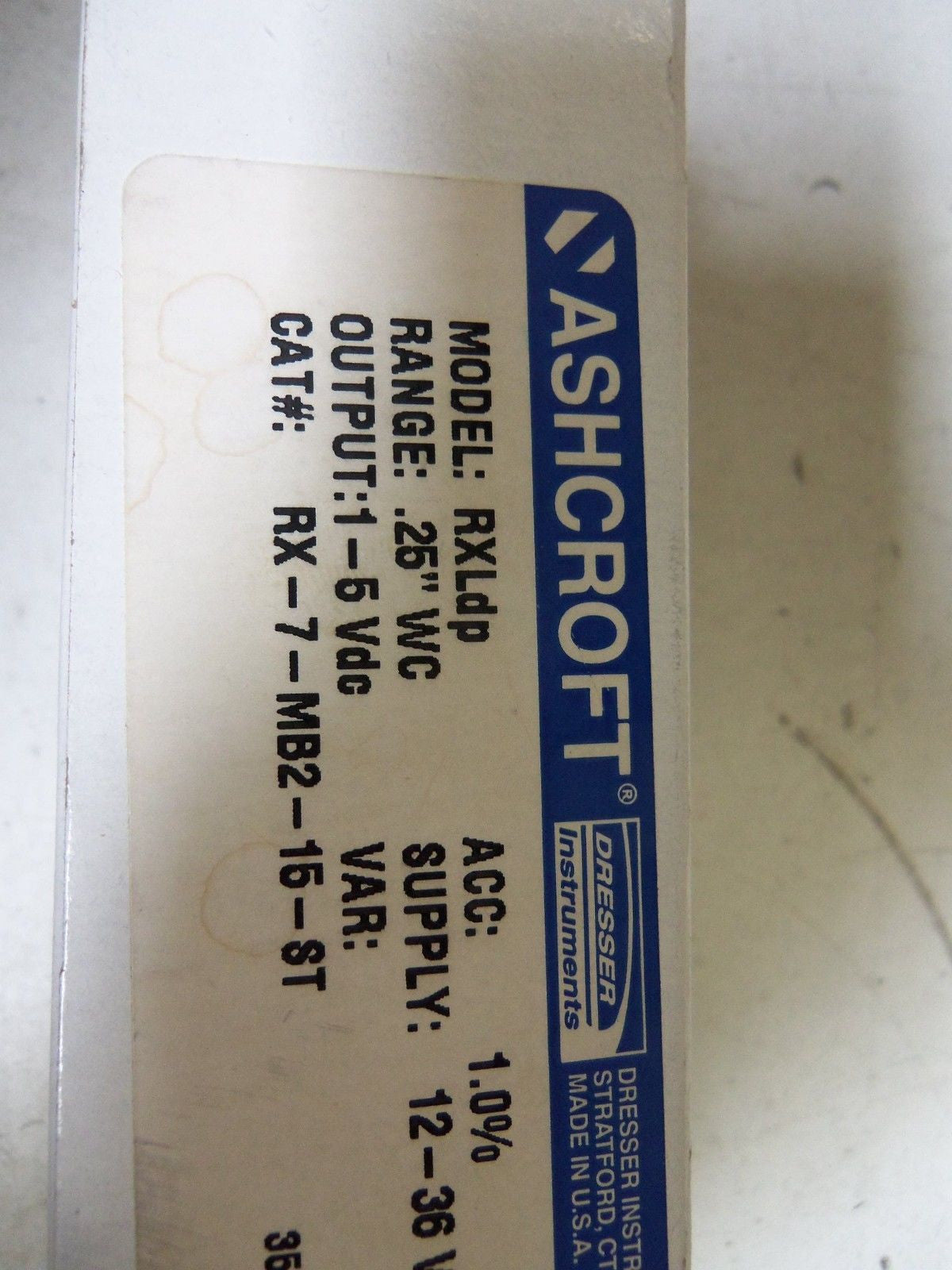 ASHCROFT RXLdp RX-7-MB2-15-ST PRESSURE TRANSMITTER *NEW IN BOX*