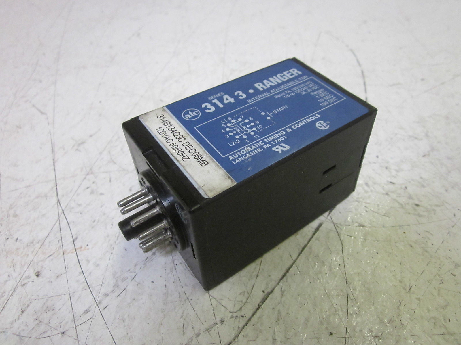 ATC 314B134Q3CDEC06MB TIMING RELAY 0-1.0 SECONDS 120VAC *USED*