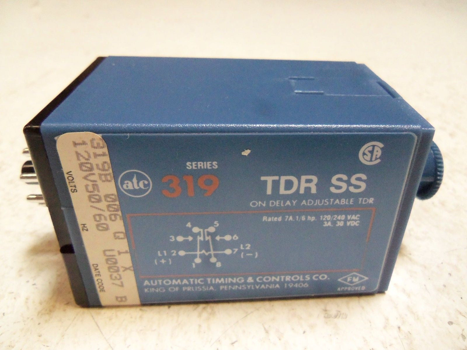 ATC 319B-00G-Q-1-X ADJUSTABLE TIMING RELAY *NEW IN BOX*