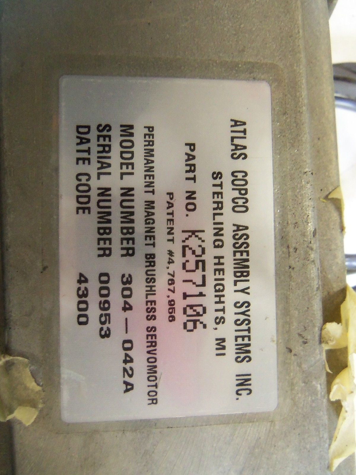 ATLAS COPCO K257106 SERVO MOTOR WITH CR482RTG-10 REDUCER *USED*