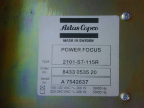 ATLAS COPCO POWER FOCUS 2101-S7-115R CONTROLLER *USED*